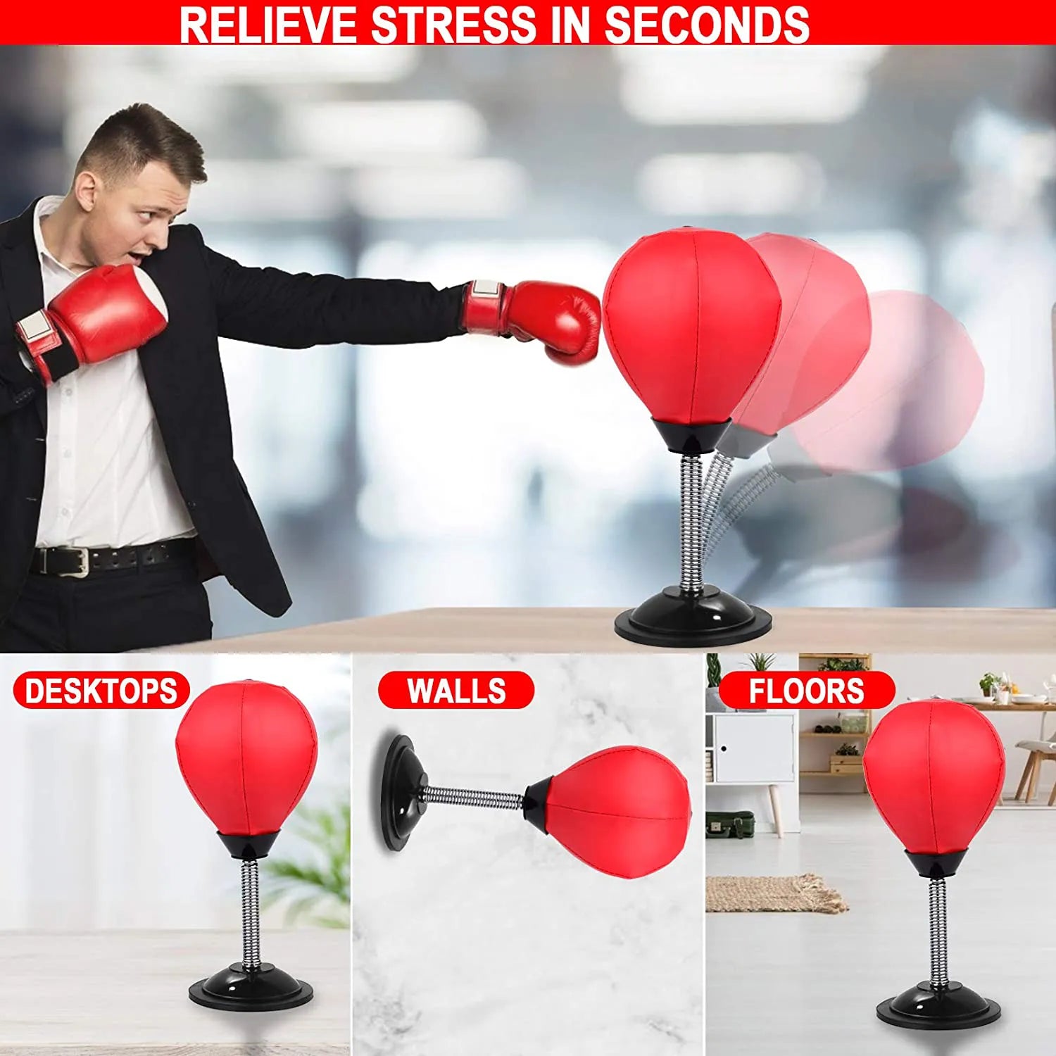 Punching Ball Bureau | Frappe Bureau | Punching Ball De Table De Bureau |  Sac De Boxe De Bureau Autoportant | Boxe Table Stress Buster sur Pied